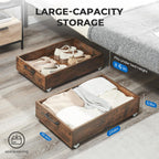 Under Bed Storage with Wheels, 2-Pack Under Bed Shoe Storage Organizer Drawer, Composite Wood Organizer for Shoes Clothes Containers in Bedroom for Clothes,Shoes(Brown)