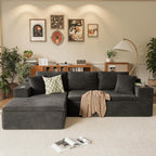 Homall 109" Boneless Couch with Memory Foam, Modular Sectional Sofa with L-Shape Chaise, Cloud Couch with Deep Seat, Dual Cup Holders & Side Pockets, No Assembly Required (Black)