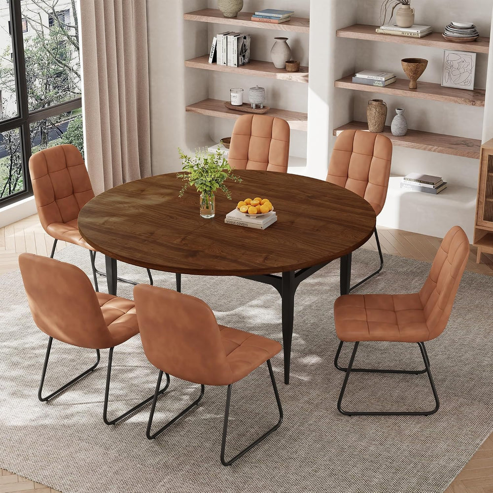 HIPIHOM 55‑Inch Extendable Dining Table Set with 4 Upholstered Chairs and Met...