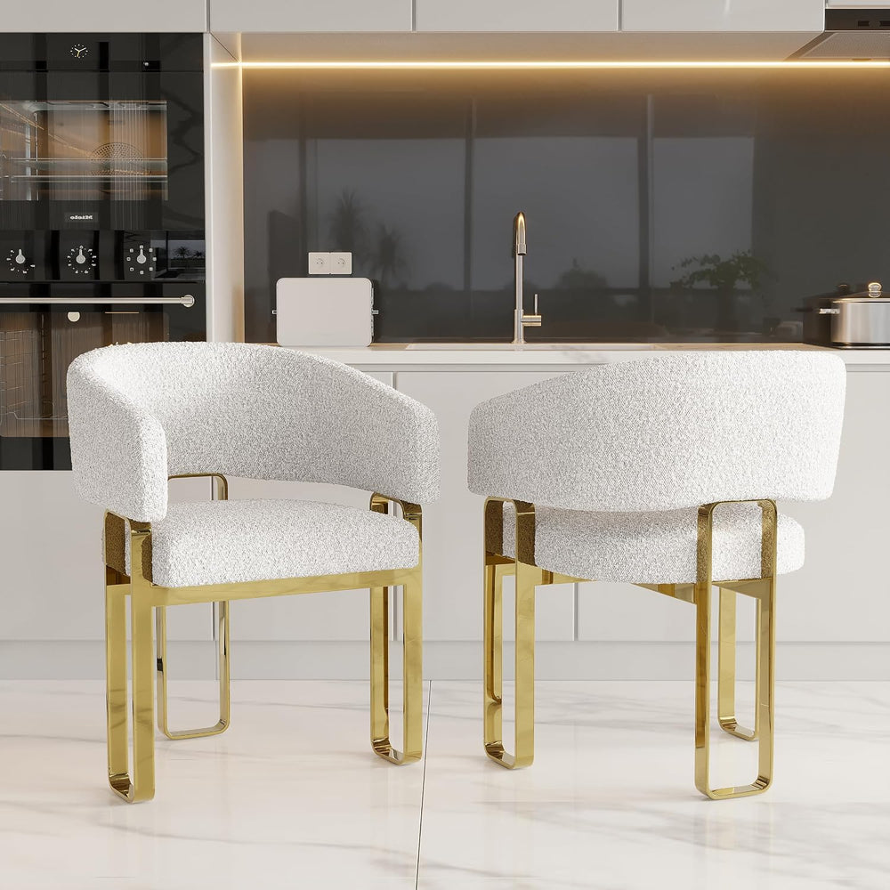 7 Piece Dining Table Set for 6, Luxurious 70" White and Gold Dining Room...