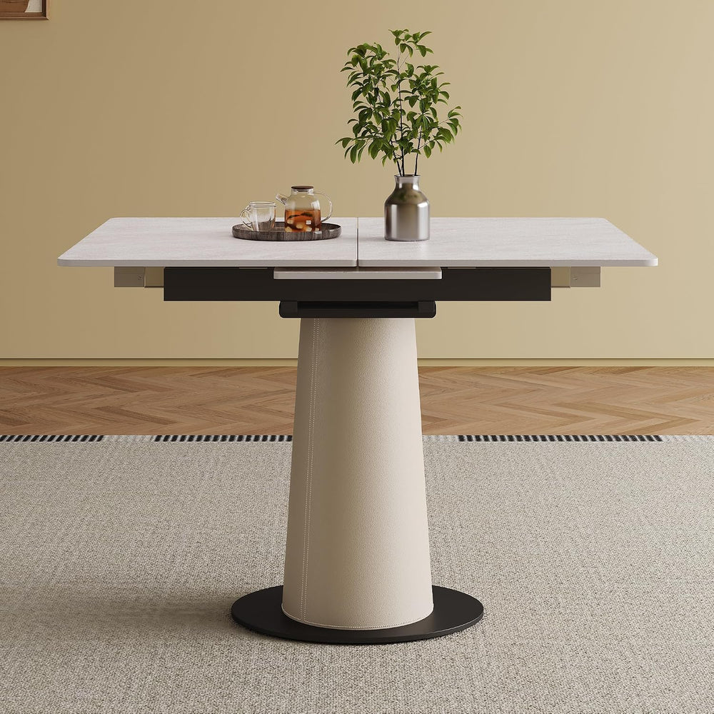 47.2" Retractable Rock Slab Folding Dining Table, Modern Expandable Kitc...