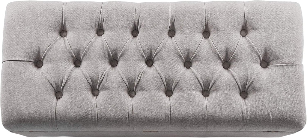 Homepop Home Decor | Tufted Ainsley Button Storage Ottoman Bench with Hinged Lid | Ottoman Bench with Storage for Living Room & Bedroom, Grey