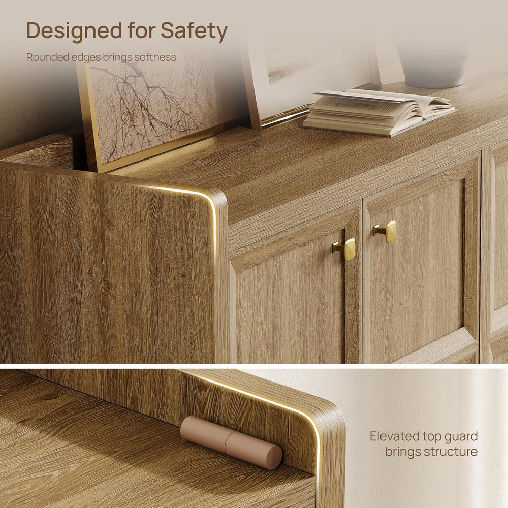 SICOTAS 4-Door Buffet Cabinet, 61.7" Wide Extra Long Sideboard with 2 Se...