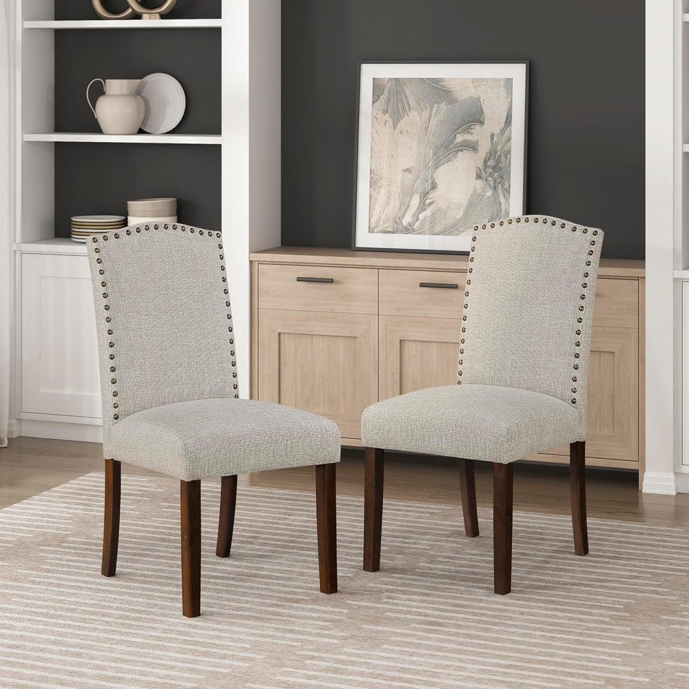 Lexicon Upholstered Dining Chairs Set of 2 - Soft Durable Fabric Armless Arch...