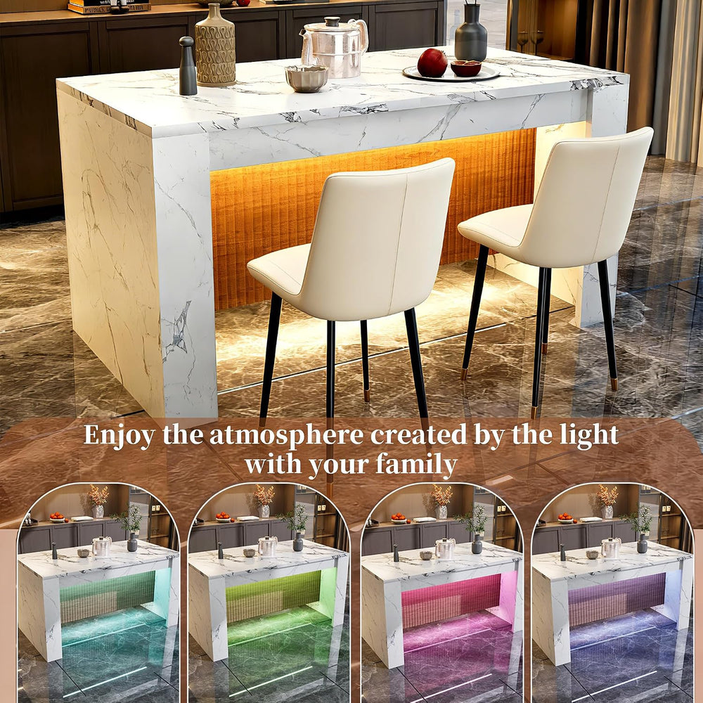 63"*35.4" Large Imitation Marble Dining Table, Mordern Bar Marble S...