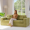 MAXYOYO 79" Loveseat Sofa Couch for Small Spaces, Upholstered Boneless Cloud Couch for Apartment Bedroom, 2-Seater Love Seat Floor Modern Sofa with Pillows, No Assembly Required, Green
