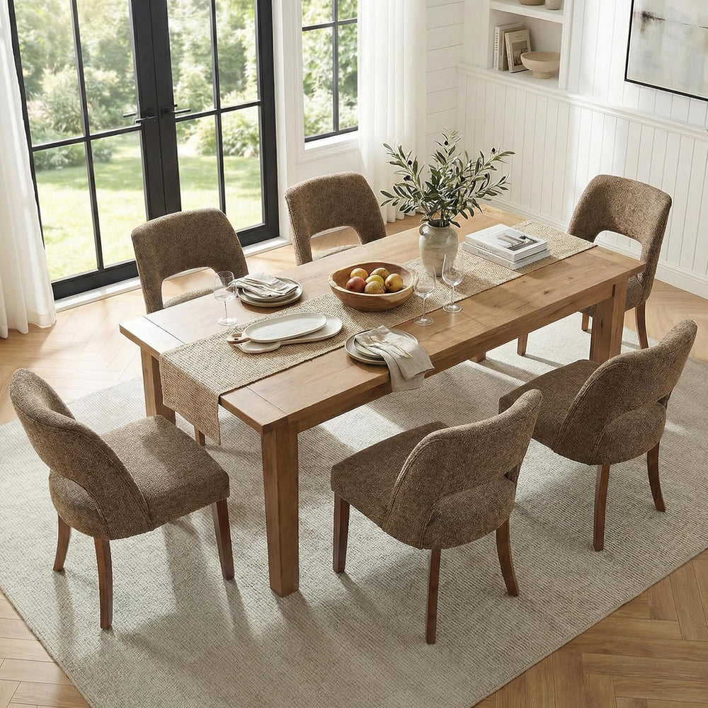 keoni Wooden Dining Chairs Set of 4 with Rubberwood Legs and Open Back