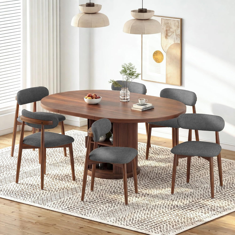 Solid Wood Dining Chairs Set of 4, Mid‑Century Modern Square Seat Cushion Cha...
