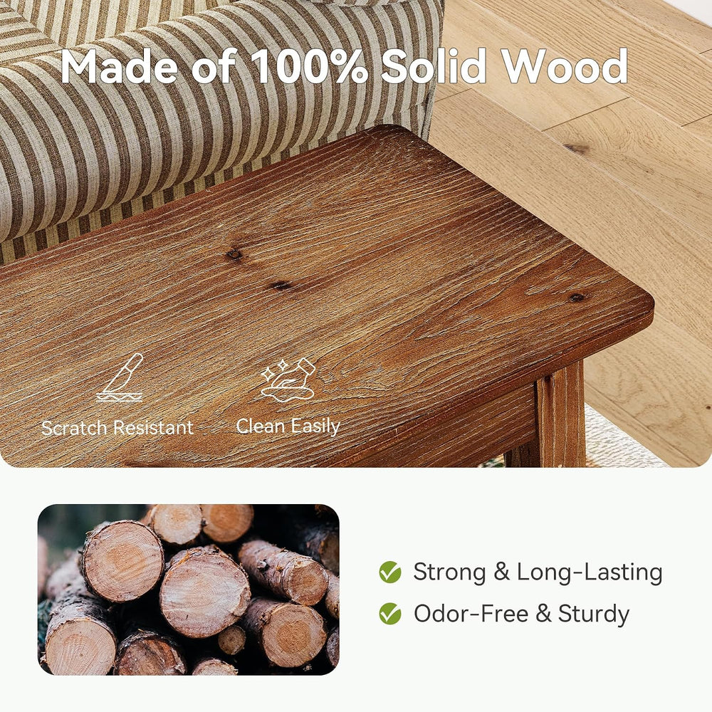 LITTLE TREE Narrow Side Table, Solid Wood Slim End Table for Small Spaces, 23...