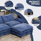 Homall 80" Modular Sectional Sofa, Loveseat Sofa Couch with Double-Layer Cushion, DIY Combination Chenille Deep 2-Seat Cloud Couch for Living Room (Dark Blue, U Shaped Sofa)