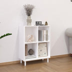 Wood Cube Storage Organizer White Bookshelf - 2-Tier Freestanding Storage Cabinet with Legs for Home Office, 4-Cubes Open Shelf