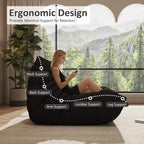 Giant Bean Bag Chair for Adults,Comfy Lazy Fireside Accent Chair with Memory Foam,Cozy Single Floor Sofa Couch Boneless Chaise Lounge for Living Room Bedroom Gaming Room(Black,1Seater)
