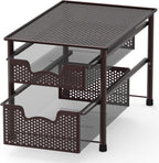 Simple Houseware Stackable 2 Tier Sliding Basket Organizer Drawer, Bronze