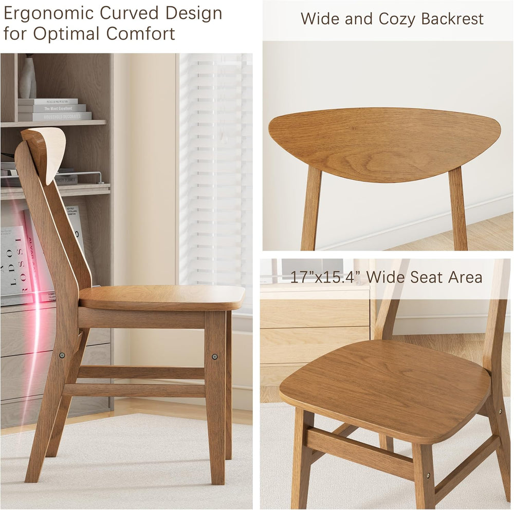 WiberWi 5 Piece Dining Table Set for 4, Solid Wood Kitchen Table Chairs Set o...
