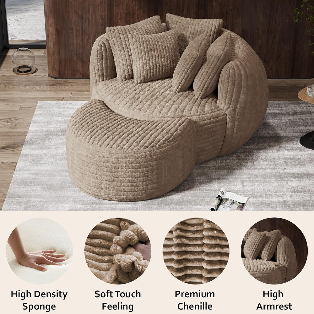 50.5" W x 67" D Oversized Chaise Lounge Chair with Ottoman,Light Ca...