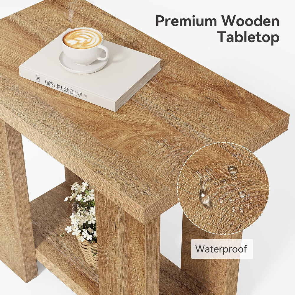LITTLE TREE 2-Tier Side Table, Farmhouse End Table with Storage Shelves, Smal...