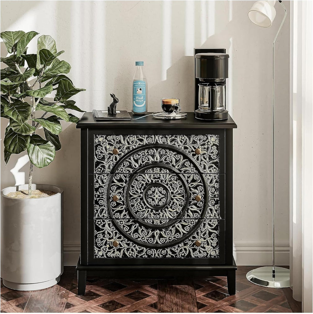 COZAYH 3-Drawer Fully-Assembled Flower Motif Dresser for French Country, Mode...