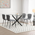 5 Piece Dining Table Table Set, Tempered Glass Dining Table Set for 4 Kitchen Table Set with 4 Chairs for Kitchen Dining Room (Black Table with Grey Chair)