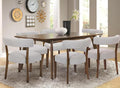 Modern Dining Chairs Set of 6, Walnut Upholstered Kitchen & Dining Room Chairs, Mid Century Modern Wooden Dining Chairs Oversized Sturdy Rounded Chairs Curved Back, Beige Fabric