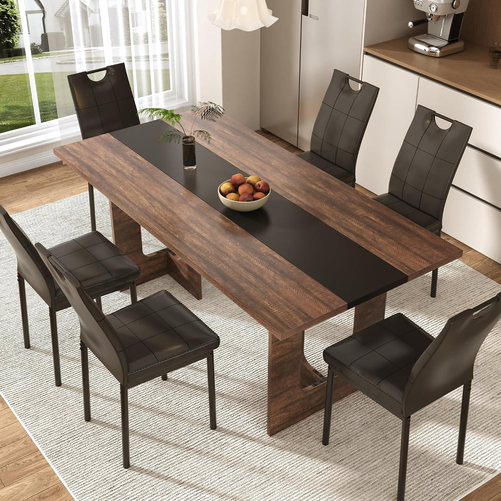 St.Mandyu 7 Pieces Dining Table & Chairs Set for 4-8 People, 71 Inch Kitc...