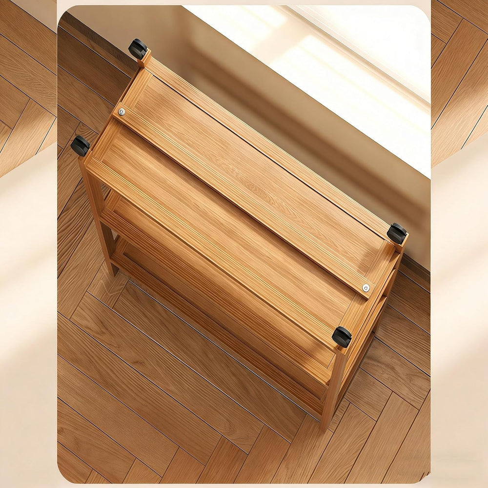 2-Tier Rolling Cart,Open Rattan Bookcase and Bookshelf,Mobile Bookshelf with ...