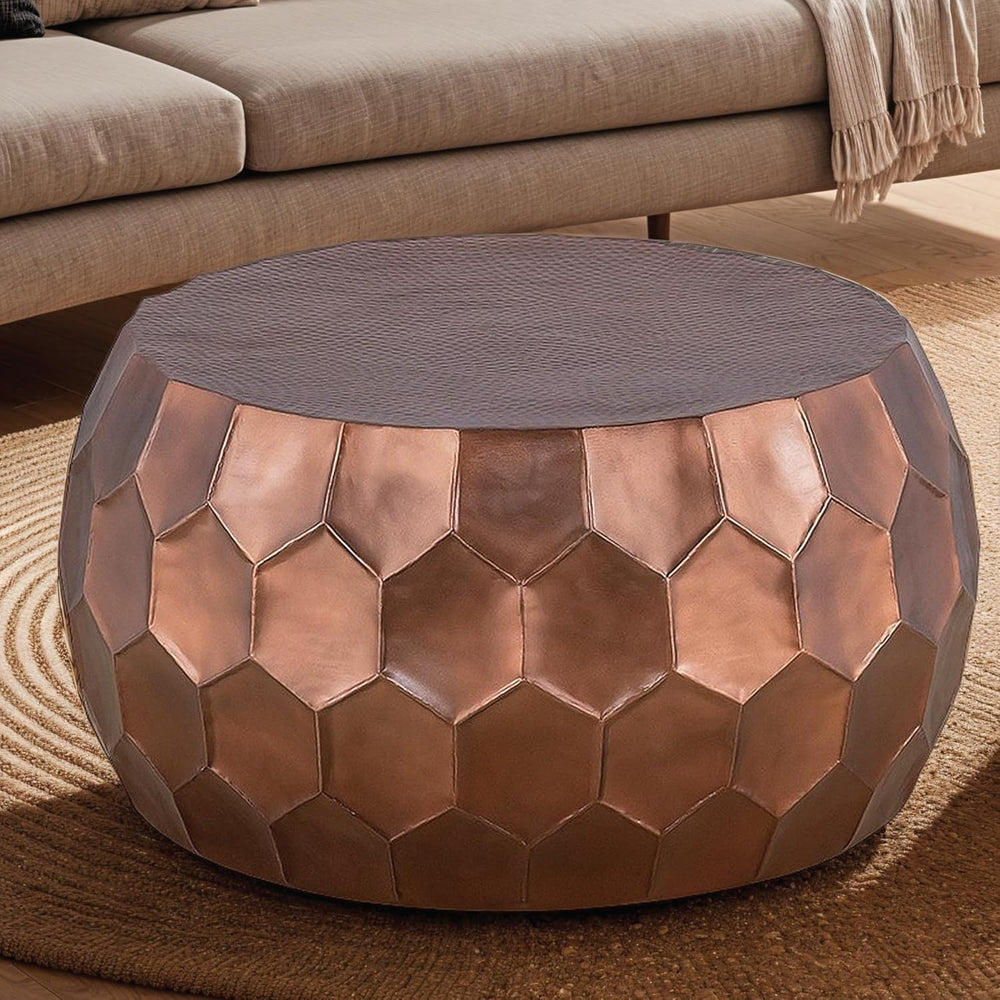 Round Aluminum Material 32" Coffee Table and 21" Height End Table S...