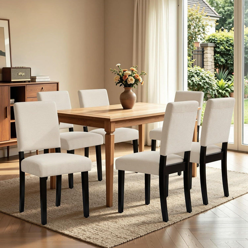 CHUN YI Dining Chairs Set of 6, Upholstered Dining Room Chairs, Modern Farmho...
