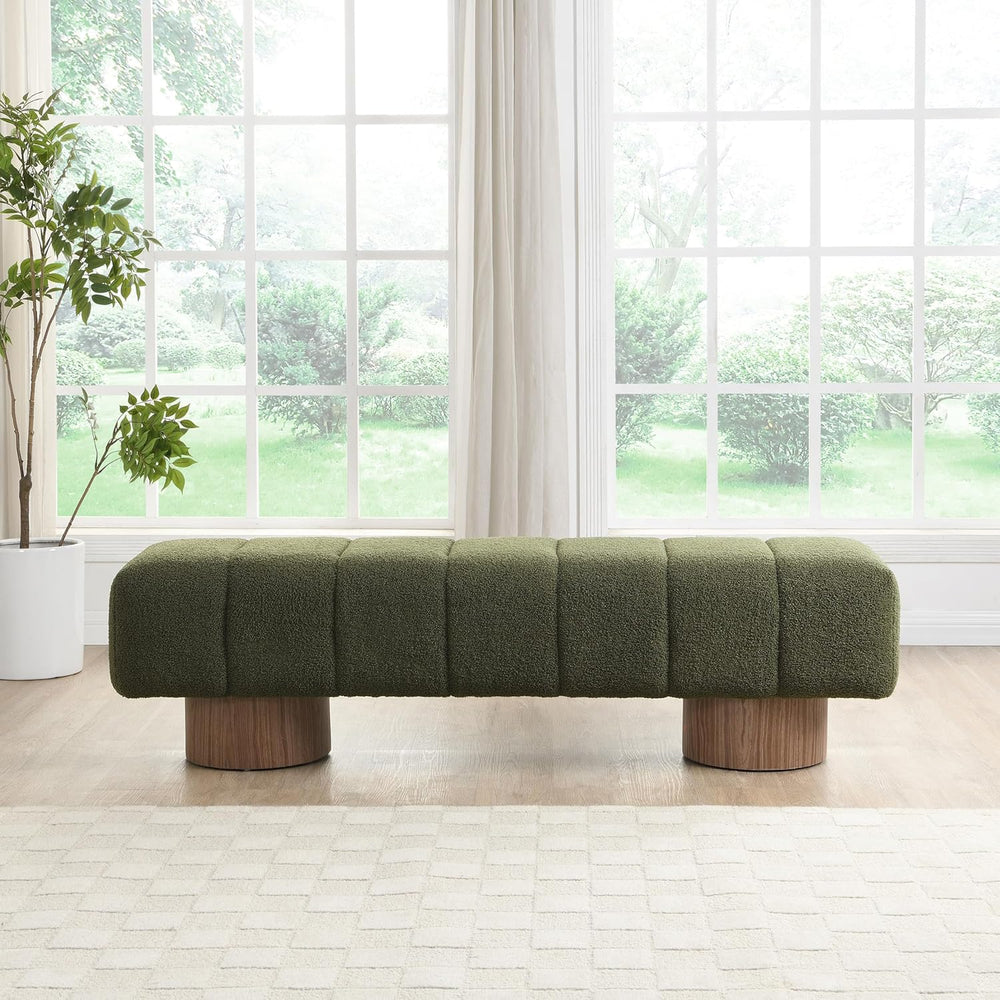 Christopher Knight Home Manila 64" Boucle Dining Bench, Upholstered Otto...