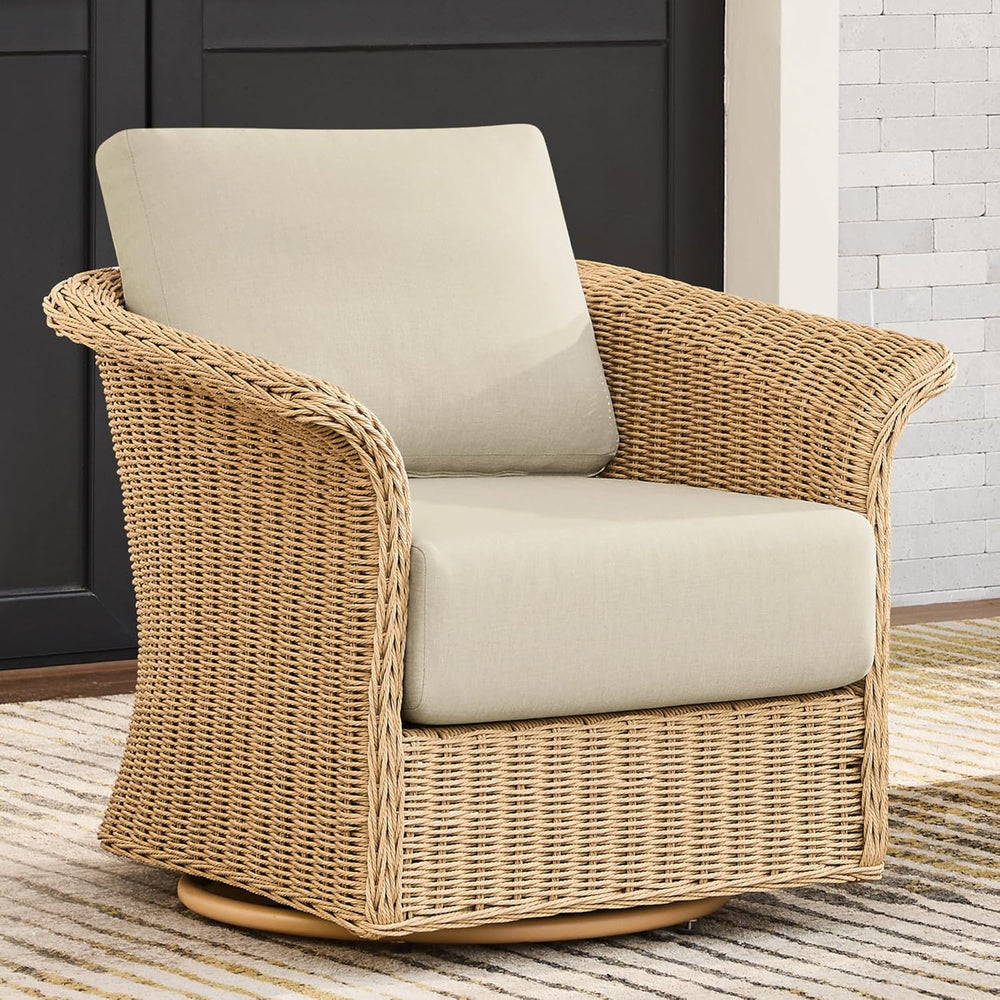 CHITA Wicker Patio Swivel Chairs with Removable Thickened Cushion, Outdoor Ra...