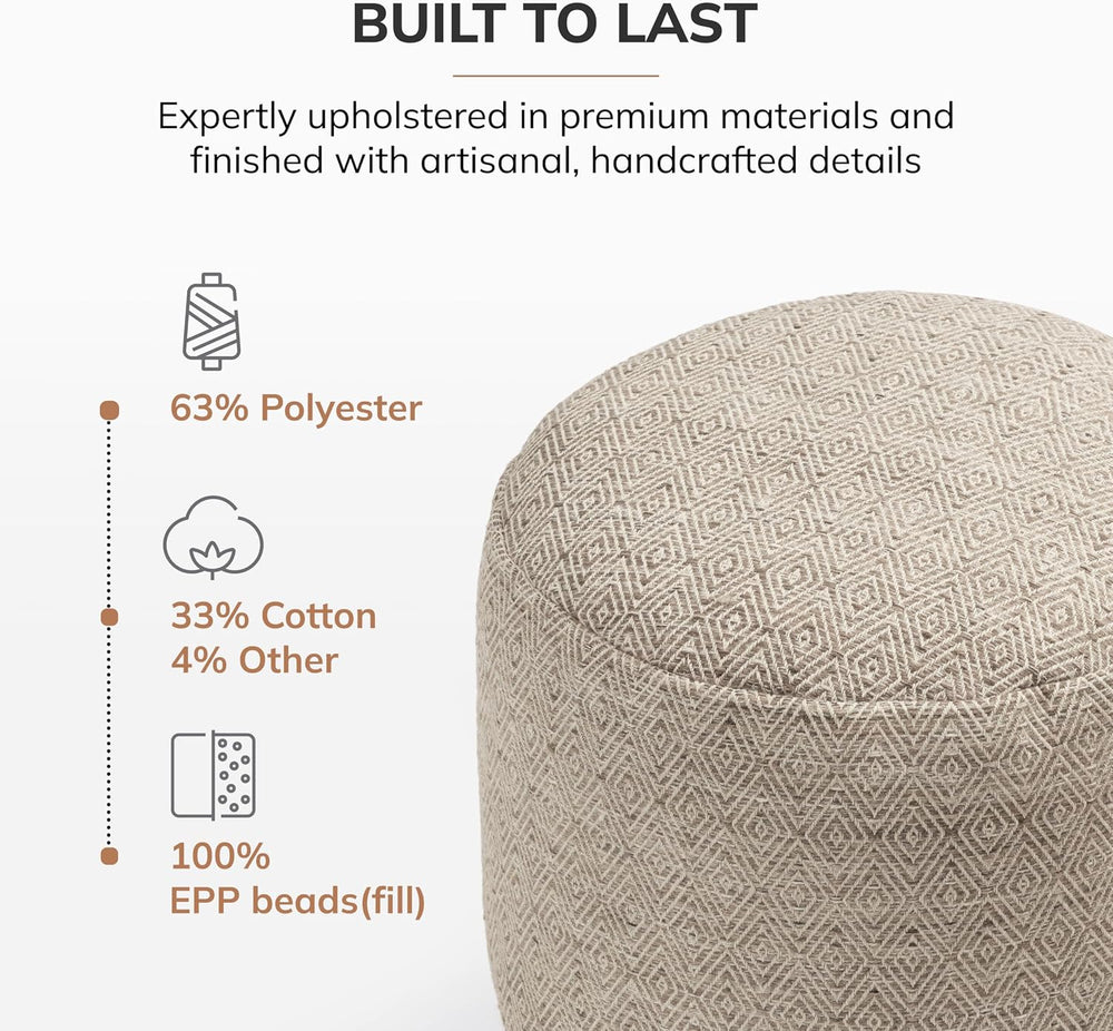 Anji Mountain 17" H x 22" W Handmade Pouf Ottoman for Living Room &...