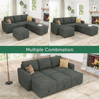 HONBAY Modular Sectional Sleeper Sofa Bed, Pull Out Couch with Storage Ottoman, U Shaped Sectional Couches for Living Room, Green