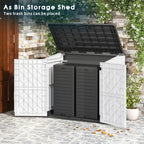 Outdoor Resin Storage Shed 36 Cu. Ft. Garden Horizontal Storage Extra Large Capacity Weather Resistant Storage Box, Lockable Resin Waterproof Shed, Light Grey