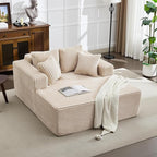 54.3"W Oversized Chaise Lounge Chair Indoor, Boneless Corduroy Sleeper Sofa Bed with 4 Pillows, Armrests, Comfy Fluffy Reading Couch, No Assembly Required Cloud Sofa for Living Room, Bedroom, Office