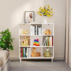 Wood Cube Storage Organizer White Bookshelf - 3-Tier Freestanding Storage Cabinet with Legs for Home Office, 9-Cubes Open Shelf