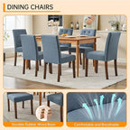 Upholstered Dining Chairs Set of 2, Button Tufted Parsons Chairs with Wood Legs and Padded Seat, Modern Fabric Side Chairs for Dining Room Kitchen Farmhouse Hotel, Blue