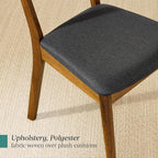 Best Choice Products Dining Chairs Set of 2, Mid-Century Modern Upholstered Wood, Armless w/Seat Cushion, Padded Backrest - Walnut/Charcoal