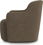 Upholstered 360° Barrel Back Swivel Chair | Accent Chairs for Living Room & Bedroom | Decorative Home Furniture, Brown Boucle