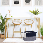 MINTWOOD Design Extra Large 22 x 14 Inches Decorative Woven Cotton Rope Blanket Storage Basket Bin Living Room with Handles and Laundry Hamper for Pillows, Pool Towels, Dog Toys, Shoes, Navy Blue