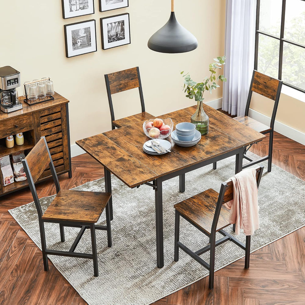 VASAGLE Extendable Dining Table Set for 2 with 2 Chairs, 33.3-47.3 Inches | D...