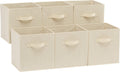 Amazon Basics Collapsible Fabric Storage Cubes Organizer with Handles, Sturdy, Beige, 10.5-x-10.5-x-11-inch, Pack of 6