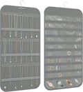 Hanging Jewelry Organizer Storage, 40 Pockets 36 Hooks Necklace Earring Necklace Bracelet Ring Organizer, Double - Sided Design, Grey