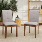 DAGONHIL Dining Chairs Set of 2, Modern Upholstered Fabric Dining Room Chairs, Armless Kitchen Chairs with Wood Legs and Padded Seat for Living Room, Bedroom, Kitchen (Grey)