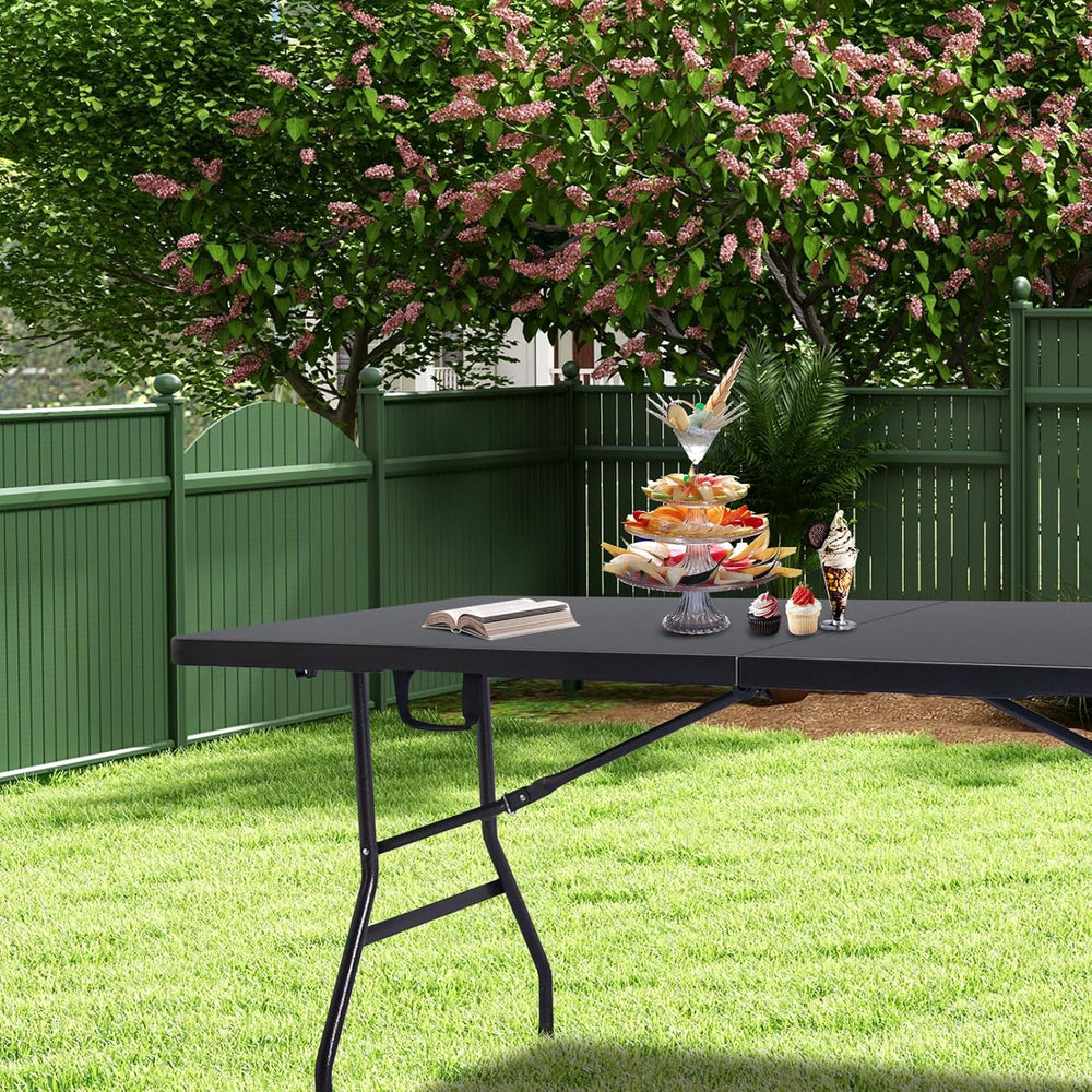 Folding Table 6ft, Heavy Duty Portable Utility Table with Handle, Black | Fol...