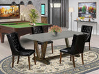 East West Furniture V797FO749-5 5 Piece Dining Room Furniture Set Includes a Rectangle Dining Table with V-Legs and 4 Black Faux Leather Upholstered Chairs, 40x72 Inch, Multi-Color