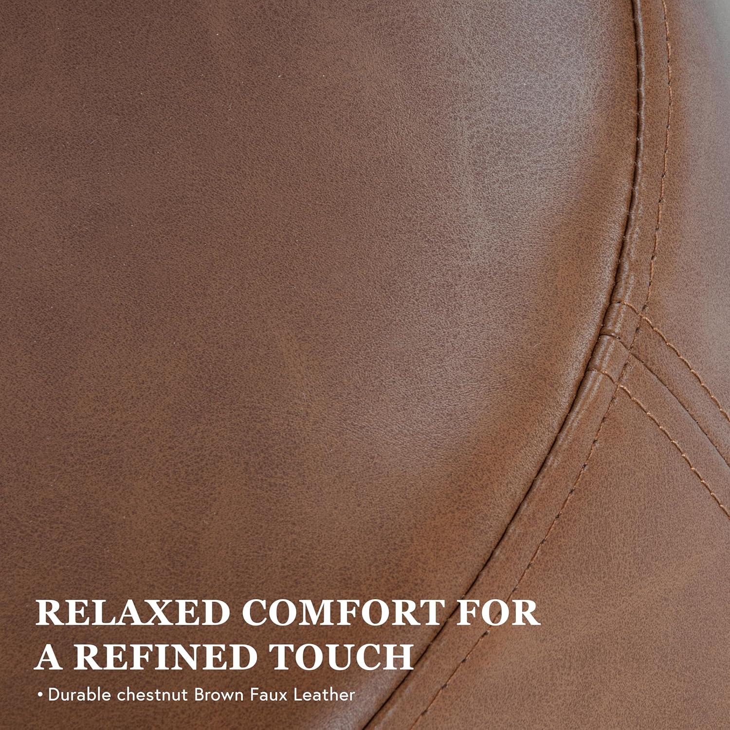HomePop 17" Organic Shape Ottoman - Chestnut Faux Leather