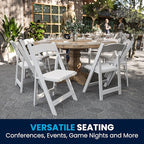 Flash Furniture 2 Pack HERCULES Series White Wood Folding Chair with Vinyl Padded Seat