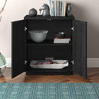 Henn&Hart 28" Wide Rectangular Accent Cabinet in Black Grain, for Home, Living Room, Bedroom, Entertainment Room, Office