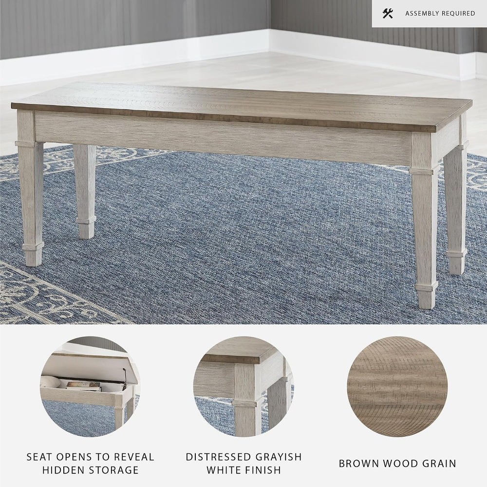 Signature Design by Ashley Skempton Farmhouse Storage Bench, Distressed Finis...
