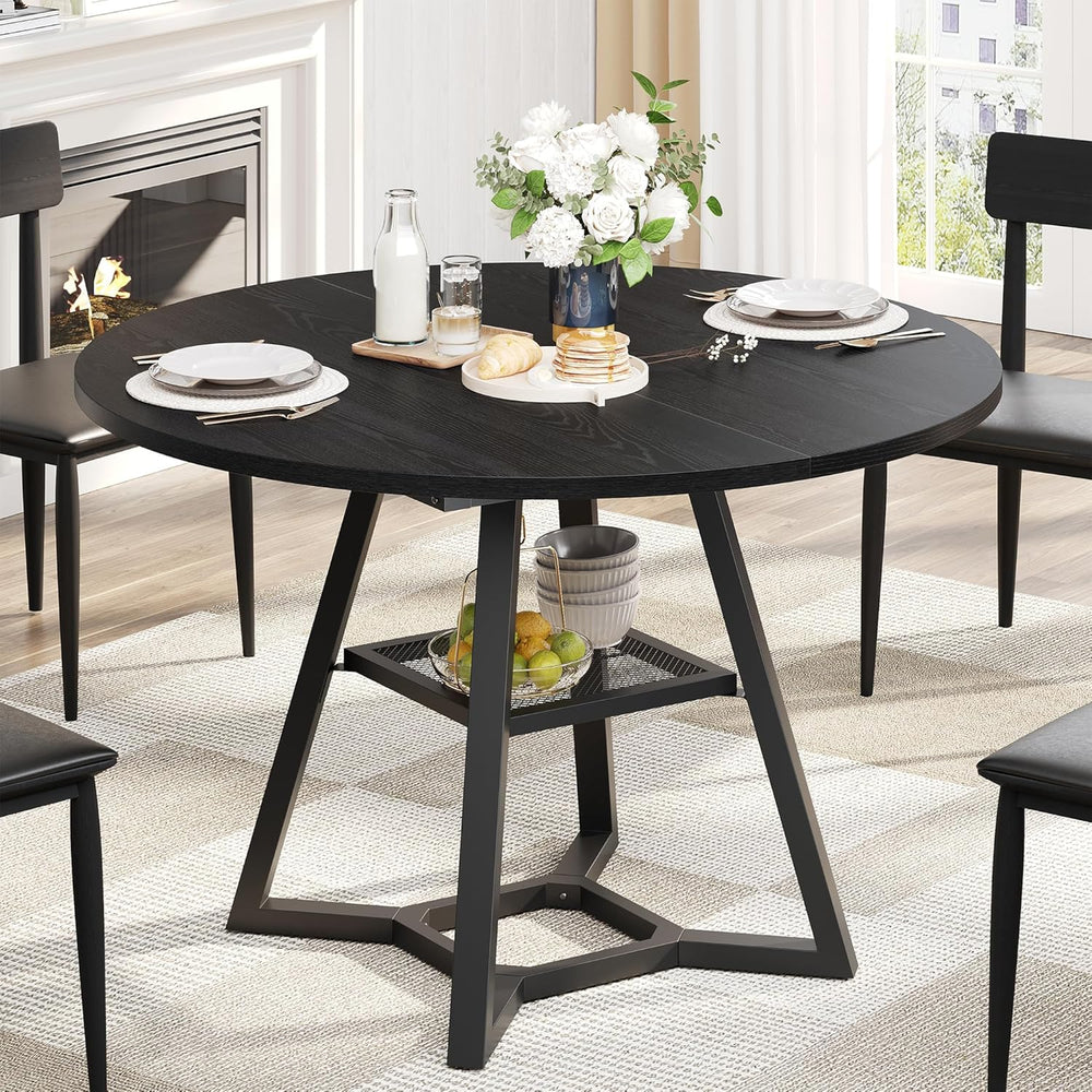 knoworld Round Dining Table for 4, Kitchen Tables Dining Room Circle Dinner T...