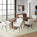 VKNOW Modern Dining Chairs Set of 6, Upholstered Dining Room Chair with Armrest, Kitchen Chairs with Curved Ergonomics Backrest for Living Room, Dining Room, Kitchen, Beige